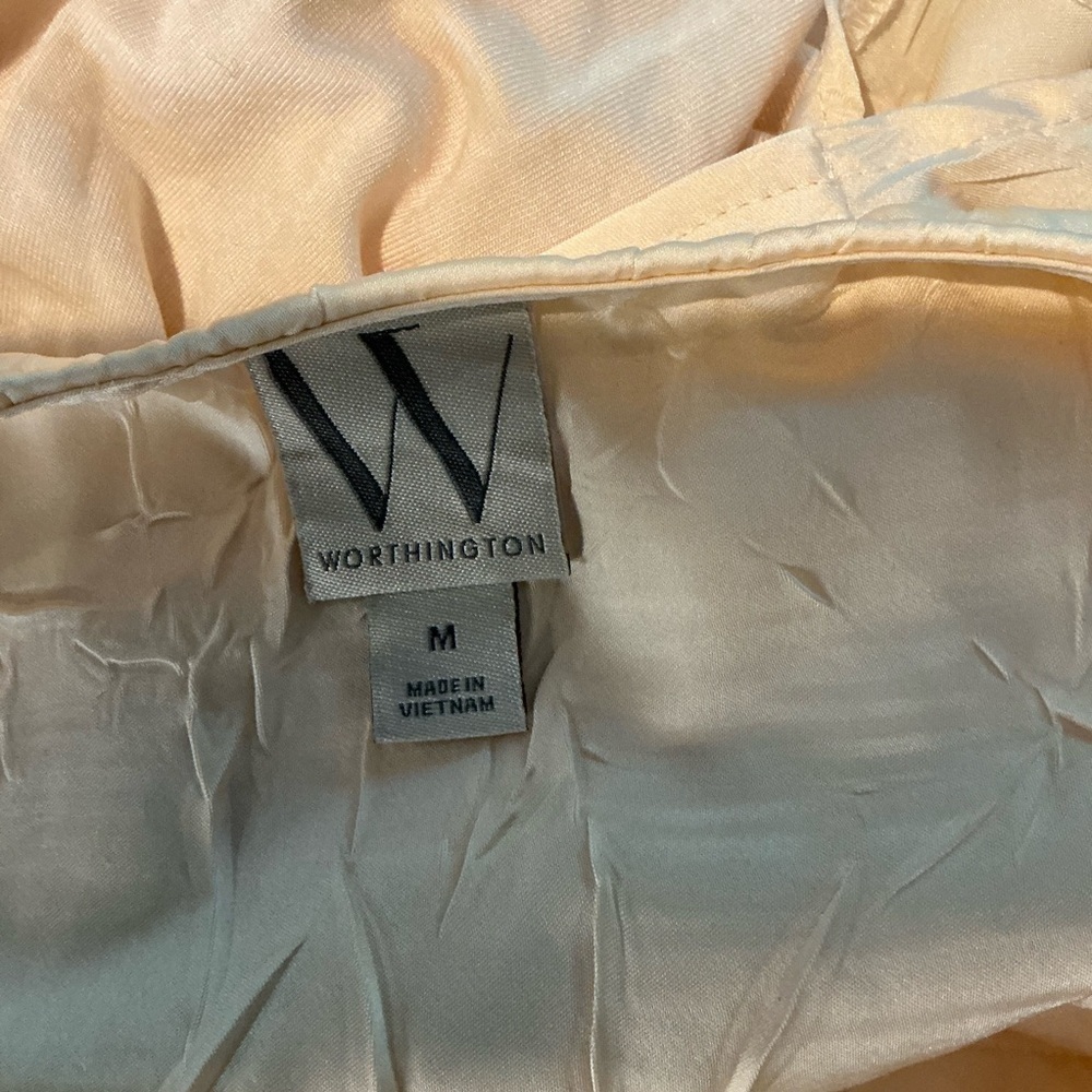 Worthington Cream Blouse with Drawstring Size Medium - Picture 7 of 9